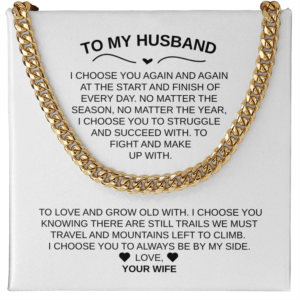 To My Husband |Cuban Chain – Luxury Gift with Heartfelt Message