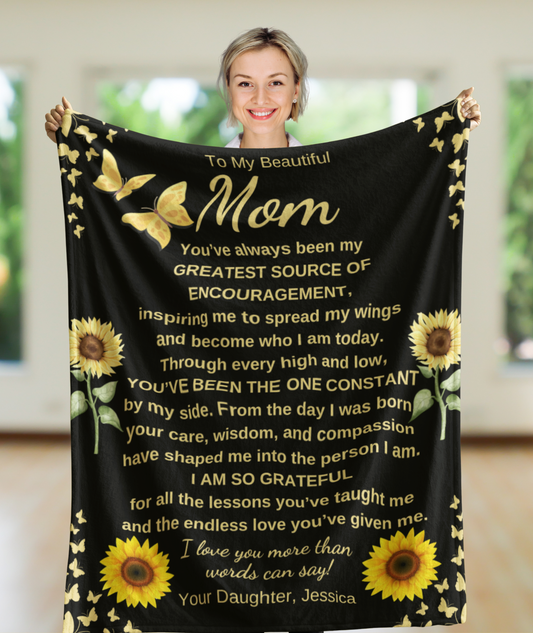 To My Beautiful Mom | Plush Fleece Blanket
