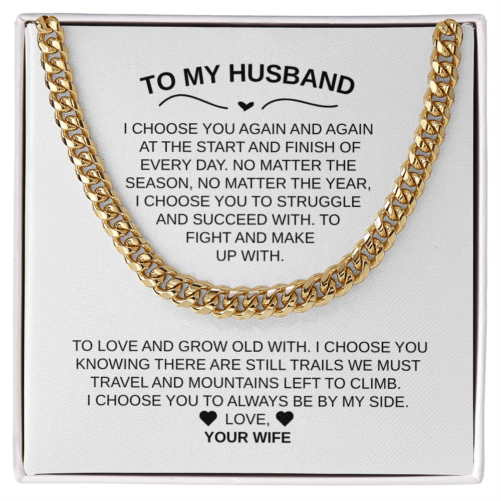To My Husband |Cuban Chain – Luxury Gift with Heartfelt Message