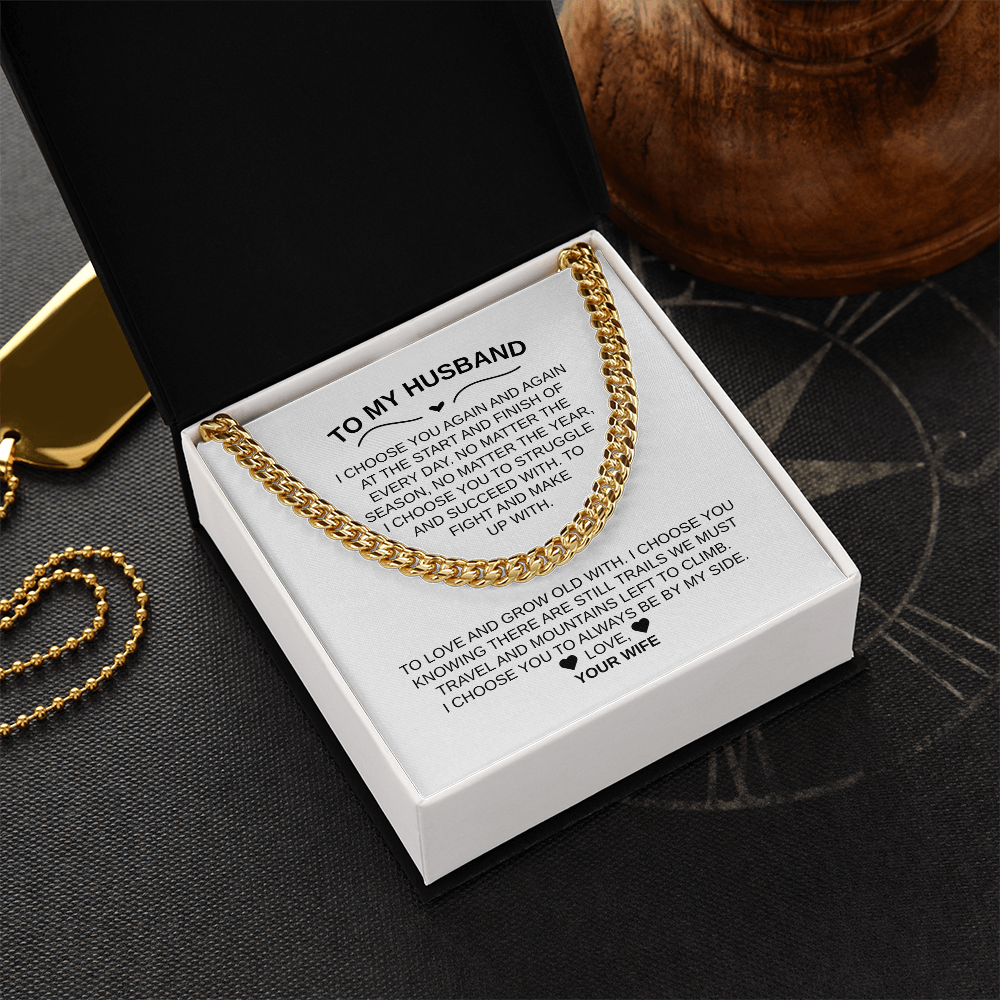 To My Husband |Cuban Chain – Luxury Gift with Heartfelt Message