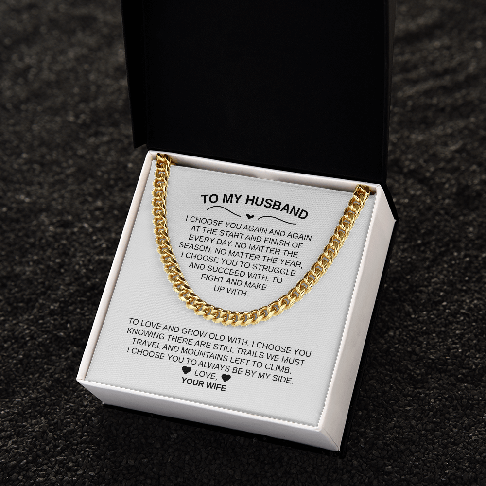 To My Husband |Cuban Chain – Luxury Gift with Heartfelt Message