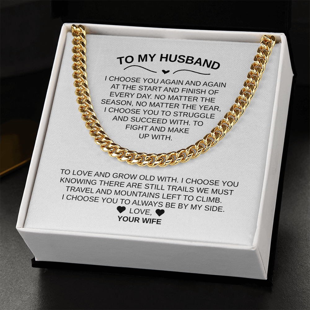 To My Husband |Cuban Chain – Luxury Gift with Heartfelt Message