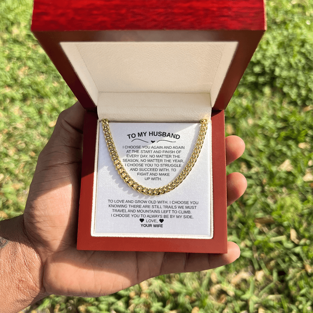 To My Husband |Cuban Chain – Luxury Gift with Heartfelt Message