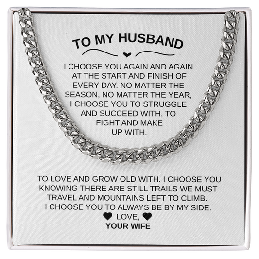 To My Husband |Cuban Chain – Luxury Gift with Heartfelt Message
