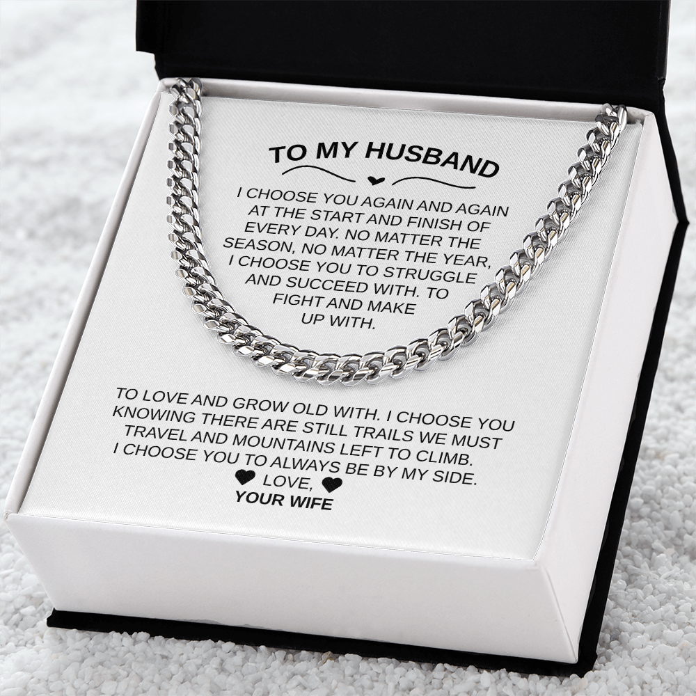 To My Husband |Cuban Chain – Luxury Gift with Heartfelt Message