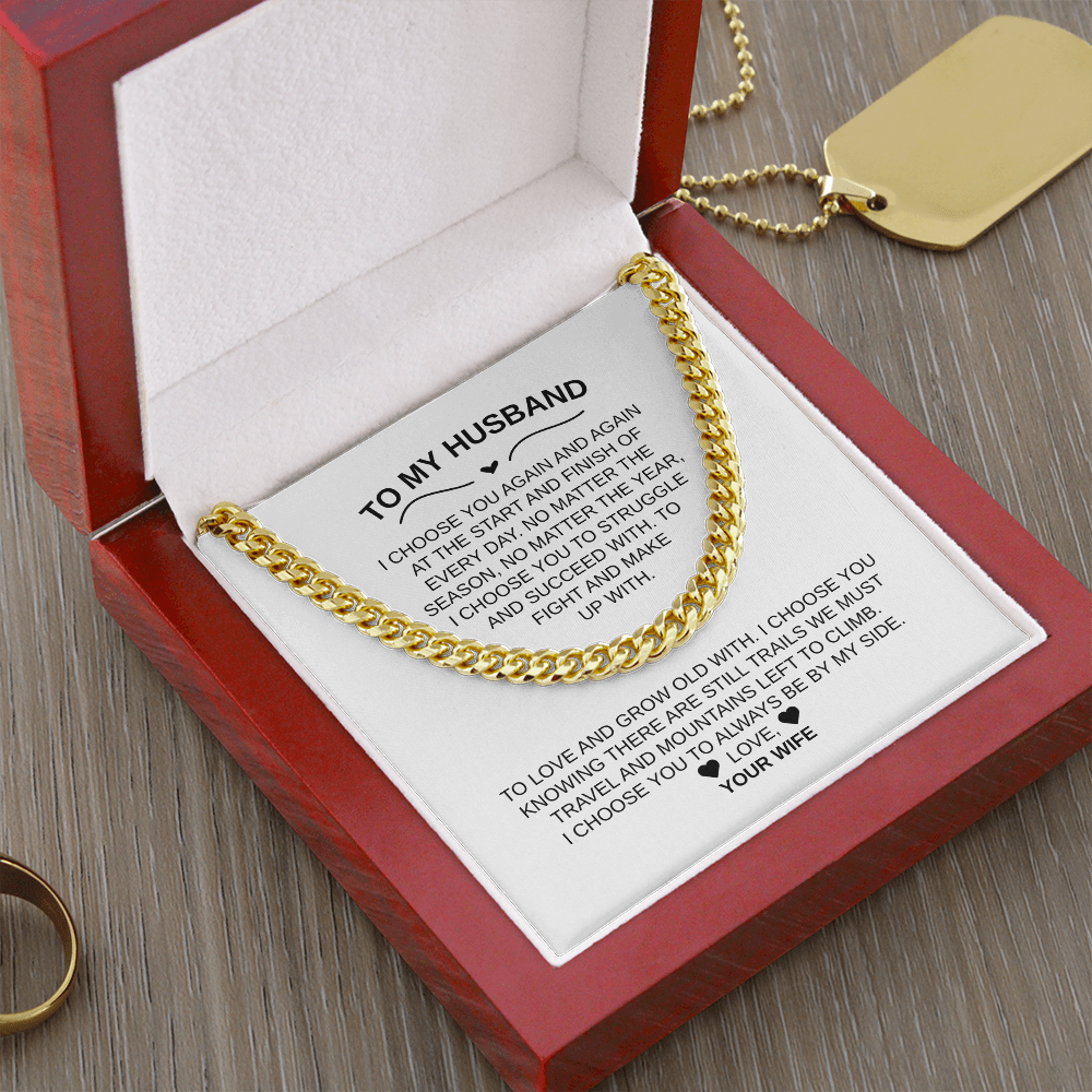 To My Husband |Cuban Chain – Luxury Gift with Heartfelt Message