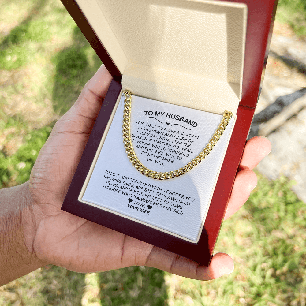 To My Husband |Cuban Chain – Luxury Gift with Heartfelt Message