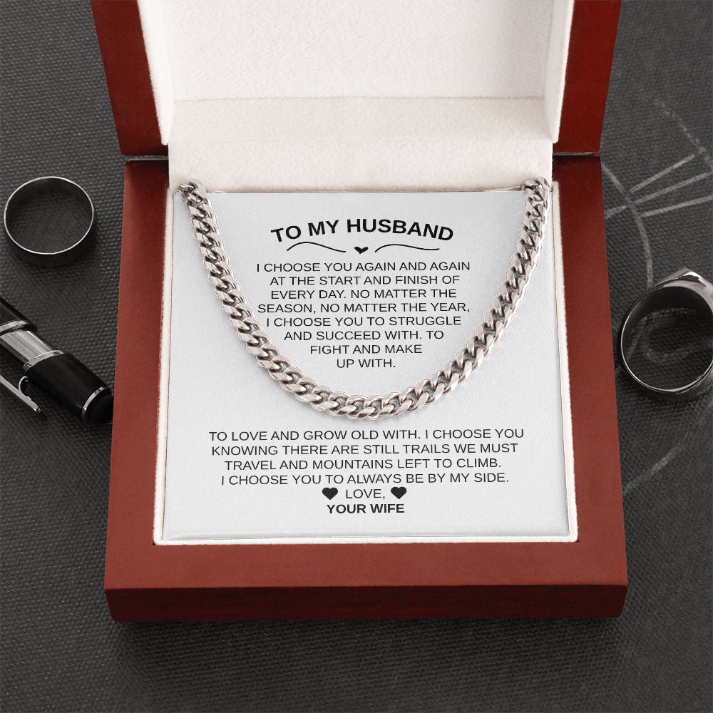 To My Husband |Cuban Chain – Luxury Gift with Heartfelt Message